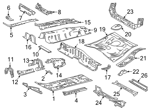 2022 Toyota Corolla Floor & Rails Front Floor Pan Diagram for 58111-47102