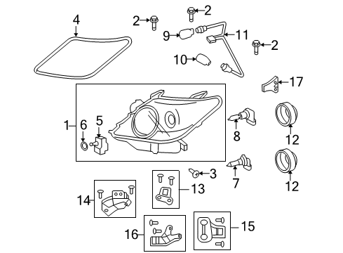 2010 Lexus LX570 Headlamps Headlamp Swivel Computer Assembly Diagram for 89940-60020