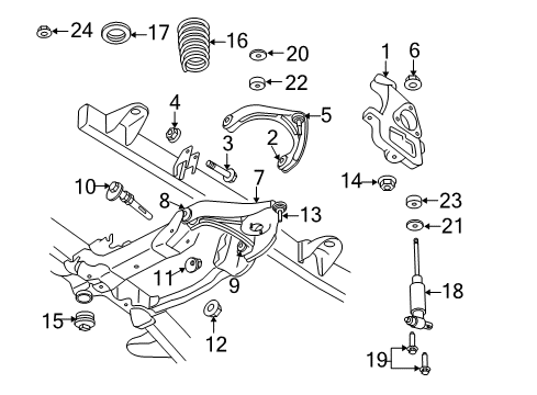 2009 Dodge Ram 1500 Front Suspension Components, Lower Control Arm, Upper Control Arm, Stabilizer Bar Front Coil Spring Diagram for 55398397AD