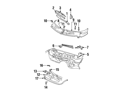 1994 Pontiac Firebird Wiper & Washer Components Insert, Windshield Wiper Blade Diagram for 22121392
