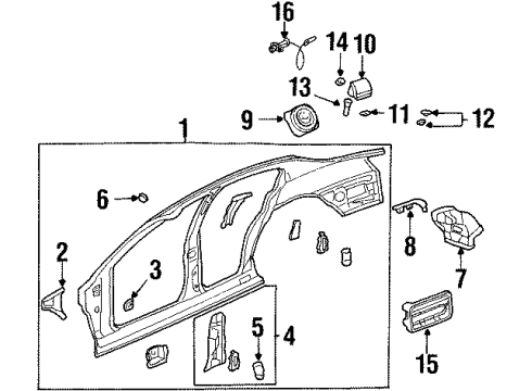 2002 Oldsmobile Aurora Uniside Fuel Door Bolt Diagram for 11517296