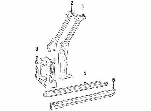 1984 Toyota Land Cruiser Hinge Pillar, Rocker Hinge Pillar Diagram for 61028-90A00