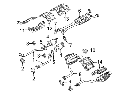 2014 Hyundai Genesis Exhaust Components MUFFLER Assembly-Front, RH Diagram for 28611-3N120