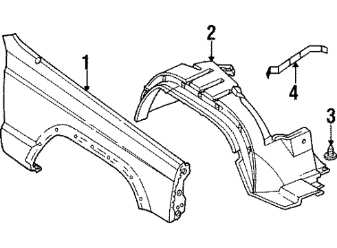 1999 Jeep Cherokee Fender & Components Shield-Front Fender Diagram for 55175896AE