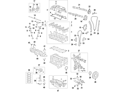 2014 Honda Accord Engine Parts, Mounts, Cylinder Head & Valves, Camshaft & Timing, Variable Valve Timing, Oil Pan, Oil Pump, Balance Shafts, Crankshaft & Bearings, Pistons, Rings & Bearings Bearing A, Main (Lower) (Blue)(Daido) Diagram for 13341-5K0-A01