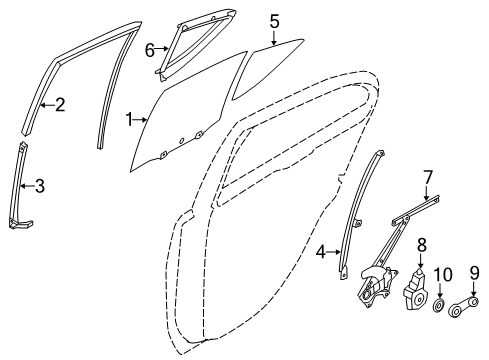 2017 Nissan Versa Rear Door Glass Rear Corner L Diagram for 82263-3BA0A