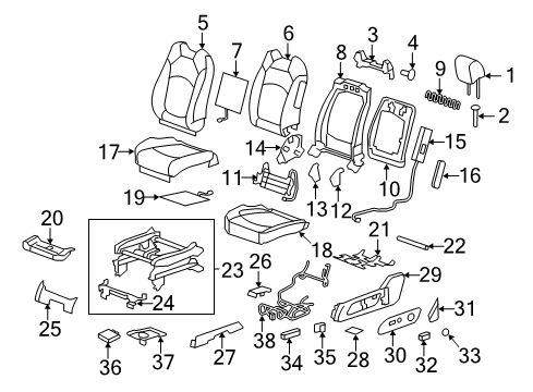 2013 Buick Enclave Driver Seat Components Lumbar Switch Diagram for 25926718