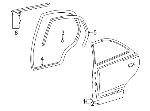 2000 Hyundai Accent Rear Door Panel-Rear Door Outer, LH Diagram for 77111-25010