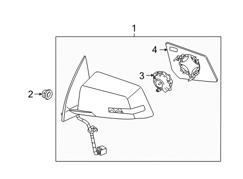 2008 GMC Acadia Outside Mirrors Mirror Asm-Outside Rear View *Black Diagram for 25896083