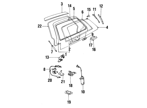 1986 Pontiac 6000 Gate & Hardware PLATE, Rear Compartment Lid And End Gate Diagram for 20338555
