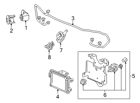 2018 Honda Ridgeline Parking Aid Bracket Assy. Diagram for 36801-T6Z-A01