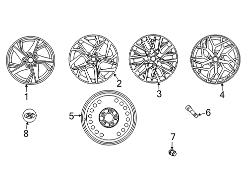2021 Hyundai Sonata Wheels, Center Cap Wheel Center Cap Diagram for 52960-L1100