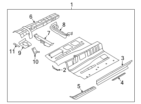 2019 Kia K900 Floor & Rails Panel Assembly-Side SILL Diagram for 65181J6000