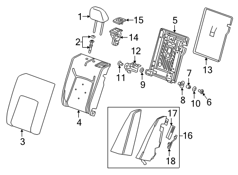 2019 Buick Regal TourX Rear Seat Components Hinge Diagram for 13516115