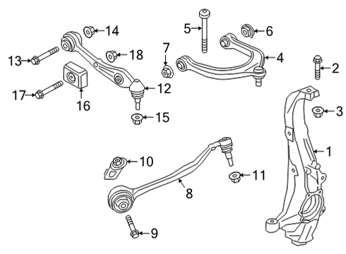 2022 BMW X6 Front Suspension Components RIGHT TENSION STRUT WITH RUB Diagram for 31108093822