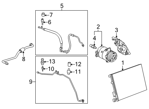 2012 Chevrolet Corvette A/C Condenser, Compressor & Lines AC Tube Diagram for 22759527