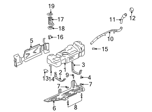 2004 Chevrolet Trailblazer EXT Senders Pipe Asm-Fuel Tank Filler Extension Diagram for 15131045