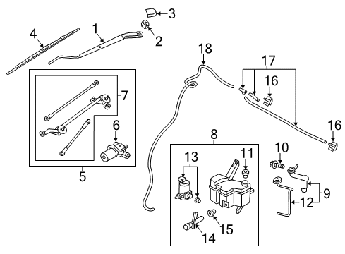 2018 Nissan NV200 Wiper & Washer Components Windshield Wiper Blade Assembly Diagram for 28890-9SE0B
