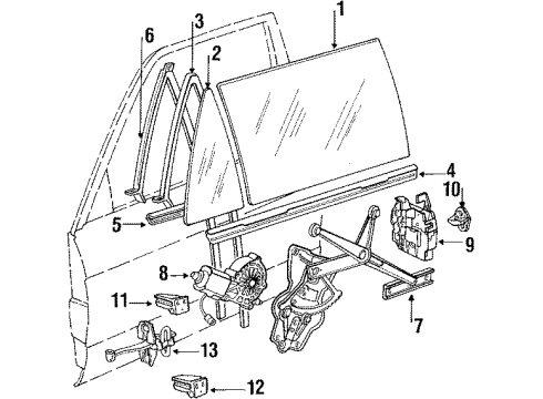 1991 BMW 318i Front Door - Glass & Hardware Guide Rail Rear Left Diagram for 51321919647