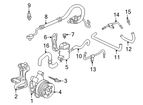 1997 Honda CR-V P/S Pump & Hoses, Steering Gear & Linkage Pump Sub-Assembly, Power Steering Diagram for 56110-P3F-003