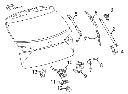 2018 Lexus NX300h Lift Gate Bracket, Back Door DAMPER Stay Diagram for 68946-78020