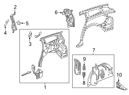 2022 Buick Enclave Inner Structure - Quarter Panel Inner Brace Bracket Diagram for 84070467