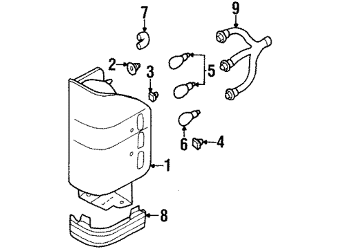 1998 Honda Passport Tail Lamps Lamp Assy., R. RR. Combination Diagram for 8-97289-331-0