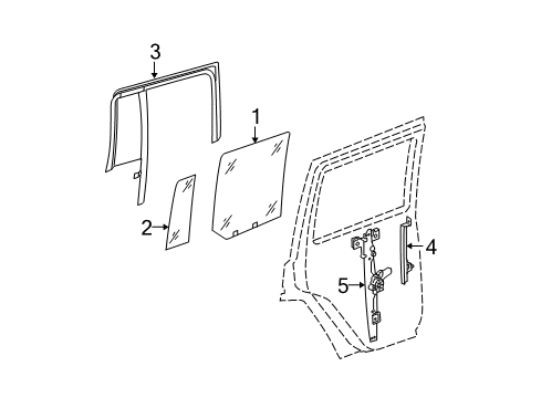 2007 Jeep Commander Rear Door Channel-Rear Door Glass Lower Diagram for 55369231AC