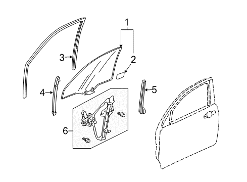 2005 Honda Accord Front Door - Glass & Hardware Channel, Left Front Door Run Diagram for 72275-SDA-A01