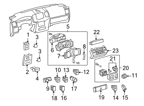 2011 Toyota Land Cruiser Cluster & Switches, Instrument Panel Mirror Switch Diagram for 84870-60110-C0