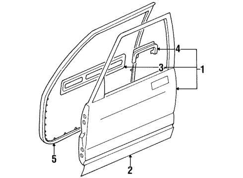 1997 Acura SLX Front Door Weatherstip Front Door Diagram for 8-97260-783-1