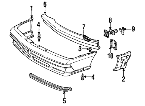 1990 Chevrolet Cavalier Front Bumper Molding Asm-Front Bumper Fascia Outer Diagram for 22545613