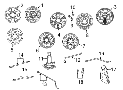 1998 Toyota Tacoma Wheels Wheel Nut Diagram for 90942-01077