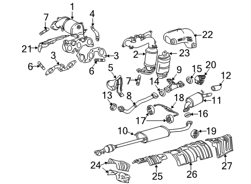 2008 Lexus RX400h Exhaust Manifold Gasket, Exhaust Pipe Diagram for 90917-06046