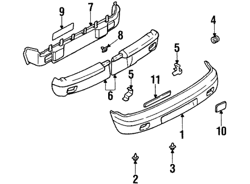 2002 Kia Sportage Rear Bumper Cover-End Diagram for 0K01250238C