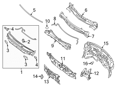2014 Infiniti QX60 Cowl Rubber Diagram for 66835-3JA6A