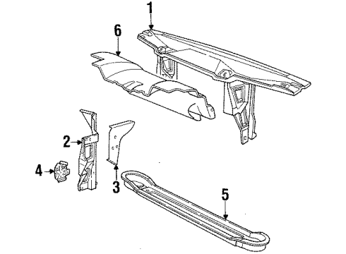 1988 BMW 735i Radiator Support Support Bumper Bracket Right Diagram for 41141958042