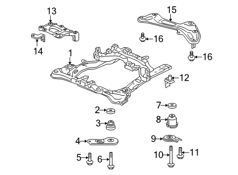 2009 Acura TL Suspension Mounting - Front Stiffener, Front Sub-Frame Diagram for 50240-TK4-A00