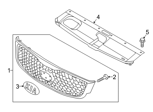 2020 Kia Sorento Grille & Components Radiator Grille Assembly Diagram for 86380C6510