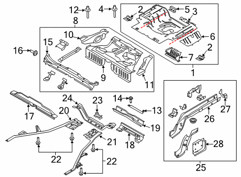 2022 Ford Mustang Rear Floor & Rails Rear Floor Pan Diagram for FR3Z-6311215-A