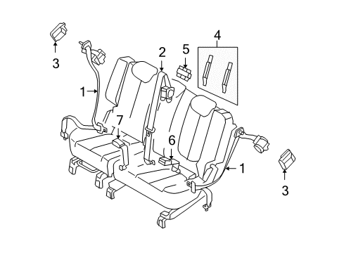 2007 Kia Rondo Seat Belt Cover-Rear Back, Center S Diagram for 893811D000RU