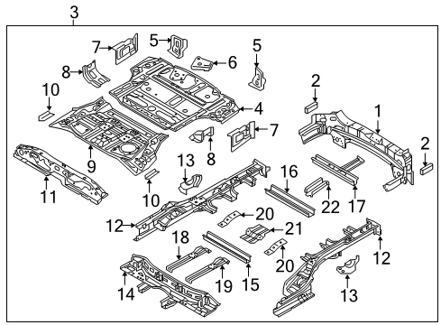 2019 Kia Sorento Rear Body & Floor REINF-RR SUSP SPRG SHT, LH Diagram for 65676-C5000