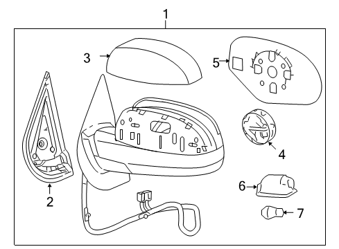 2011 GMC Yukon Mirrors Mirror Glass Diagram for 20778440