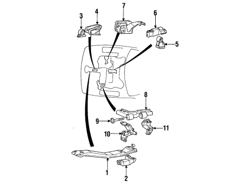 1993 Hyundai Sonata Engine & Trans Mounting Bracket Assembly-Roll Stopper, Front Diagram for 21640-33170