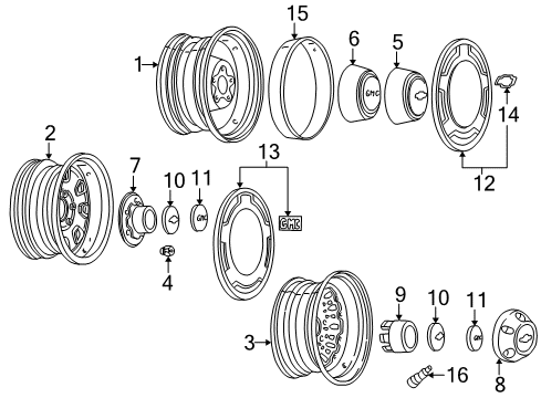 1989 Chevrolet Astro Wheels Wheel Trim Cover Assembly Diagram for 14074879