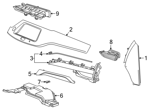 2022 Cadillac XT4 Cluster & Switches, Instrument Panel Side Cover Diagram for 84468843