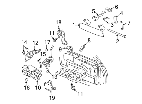 2004 GMC Envoy XL Lift Gate - Lock & Hardware Retainer, Lift Gate Lock Cyl Diagram for 15065664