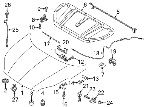 2019 Kia Sportage Hood & Components Cable Assembly-Hood Latch Diagram for 81190D9000