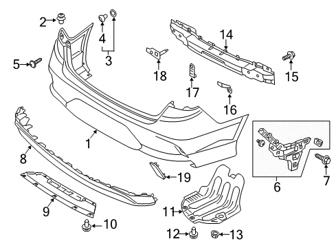 2019 Hyundai Sonata Rear Bumper Cover-RR BPR Under Ctr Diagram for 86697-E6700