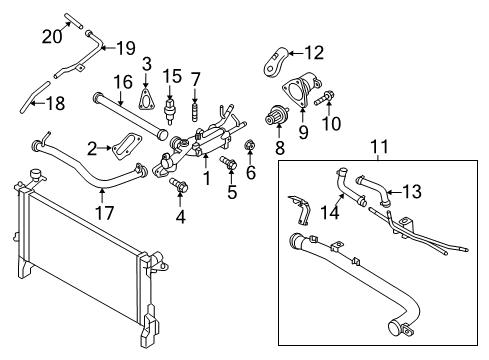 2012 Hyundai Genesis Coupe Powertrain Control Hose Assembly-Water A Diagram for 25468-3C700
